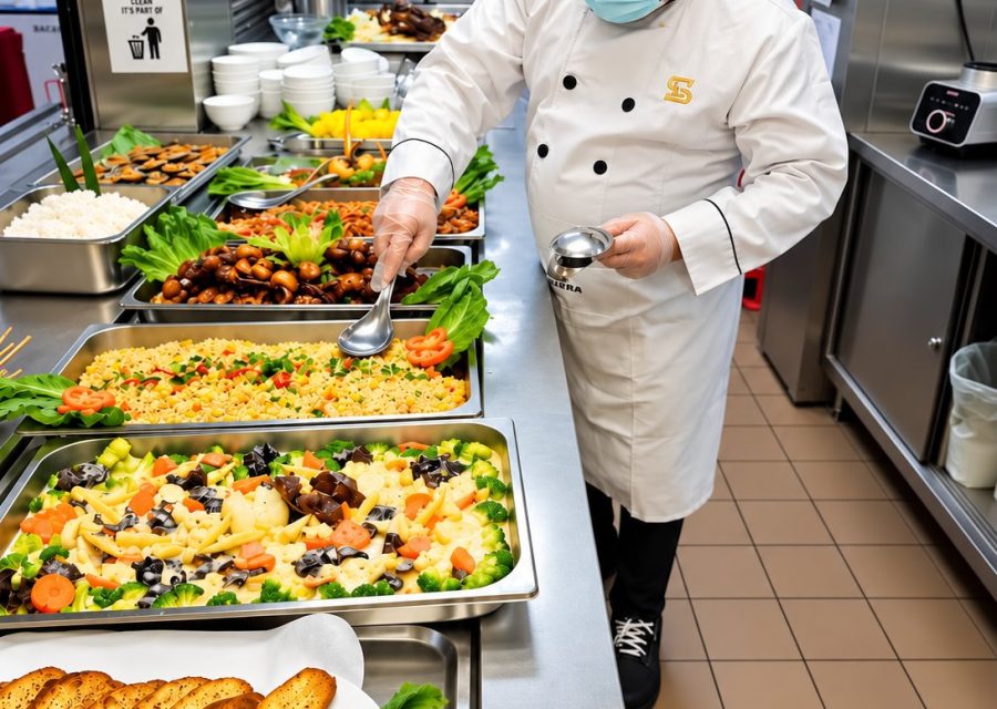 Galley service on the buffet line