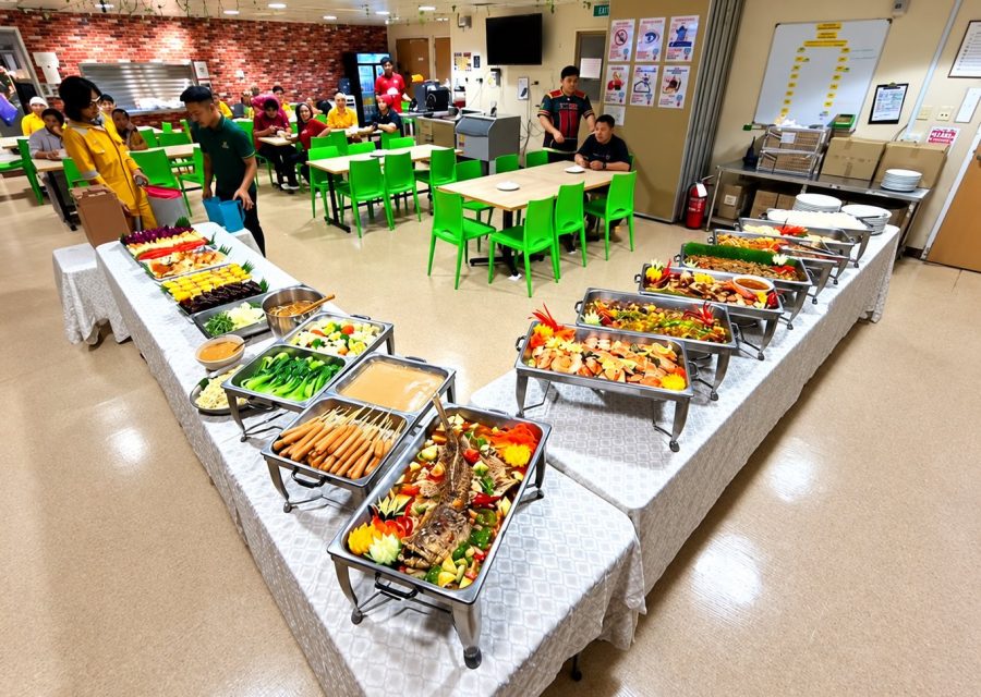 Mess hall buffet line